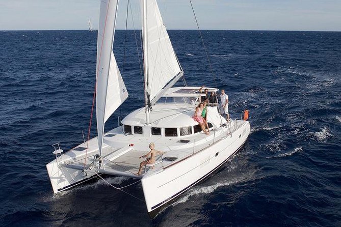 Catamaran Day & Sunset Cruises with meals Drinks and transportation - Delos views from the catamaran: what you get (and what you don’t)
