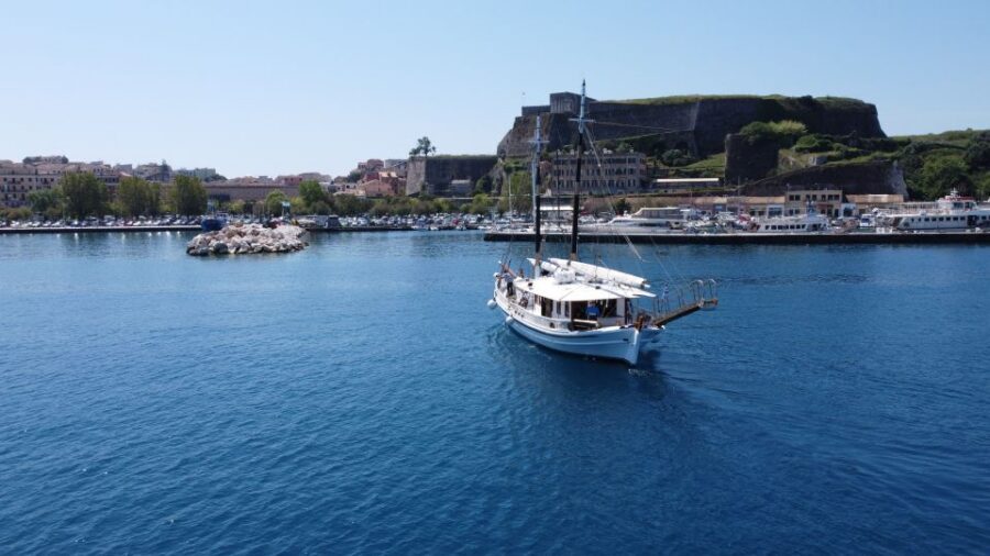 Corfu Town: Full-Day Cruise with Lunch, Drinks & Swim Stops - First Swim Stop Near Nissaki: Clear Water and Cliff Views