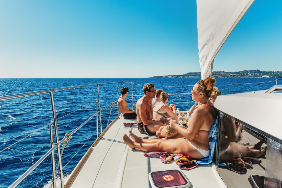 Rhodes: All-Inclusive Catamaran Cruise with Lunch and Drinks - Ladiko Bay: clear water and a quieter-feeling swim