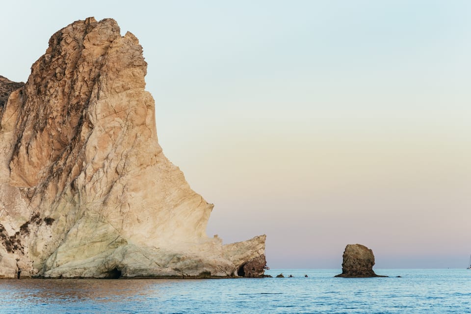 Santorini: Sailing Catamaran Cruise with BBQ and Drinks - Red Beach swim: geology you can see, not just read about