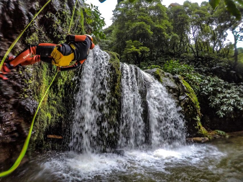 Sao Miguel: Caldeiroes Canyoning Experience - The main event: jumps, natural slide, and abseils (all with choices)